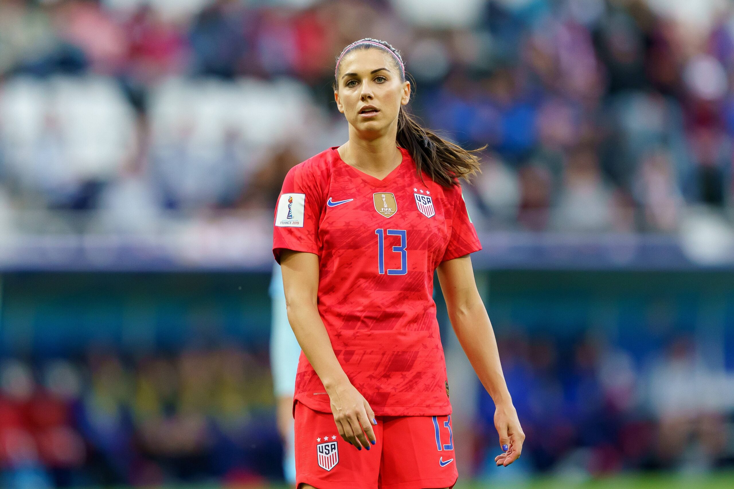 Reims, France 11.06.2019, FIFA Fussball-Weltmeisterschaft 2019 der Frauen, Gruppe F, 1. Spieltag, USA - Thailand, Alex Morgan (USA) Schaut, looks on ( Defodi-01001215048 *** Reims, France 11 06 2019, FIFA Womens World Cup 2019, Group F, 1 matchday, USA Thailand, Alex Morgan USA Watch, looks on Defodi 01001215048 Defodi-001