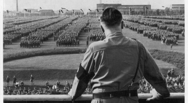 ADOLF HITLER  At a rally in Dortmund,  in 1933: looking out  at his troops     Date: 1889 - 1945     Source: Unattributed photograph in Deutschland Erwacht, page 114,Image: 21097263, License: Rights-managed, Restrictions: , Model Release: no, Credit line: - / Mary Evans Picture Library / Profimedia