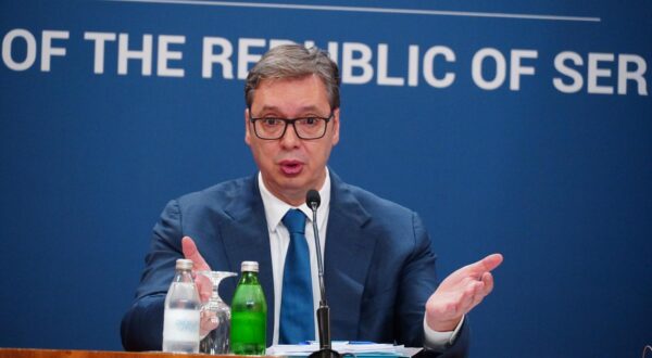 13, September, 2024, Belgrade - The President of the Republic of Serbia, Aleksandar Vucic, addressed the citizens in the Palace of Serbia regarding the situation in Kosovo and Metohija. Aleksandar Vucic. Photo: M.M./ATAImages

13, septembar, 2024, Beograd - Predsednik Republike Srbije Aleksandar Vucic se u Palati Srbija obratio se gradjanima povodom situacije na Kosovu i Metohiji. Photo: M.M./ATAImages Photo: M.M./PIXSELL