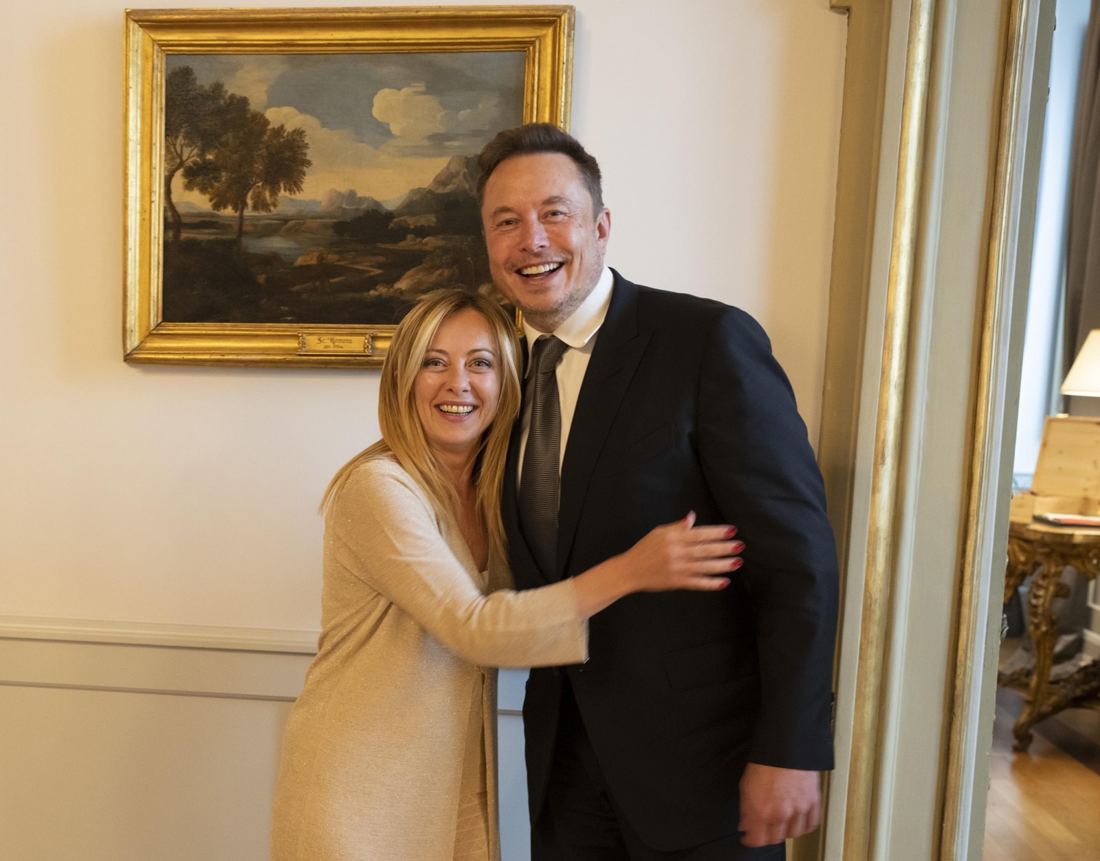 June 16, 2023, ROMA: La presidente del Consiglio, Giorgia Meloni, incontra a Palazzo Chigi Elon Musk, fondatore di Tesla e SpaceX, Roma, 15 giugno 2023./// Italian Prime Minister Giorgia Meloni meets with Elon MUsk, founder of Tesla and SpaceX, at Chigi Palace in Rome, Italy, 15 June 2023..ANSA/ UFFICIO STAMPA PALAZZO CHIGI/ FILIPPO ATTILI.,Image: 783572590, License: Rights-managed, Restrictions: * Italy Rights Out *, Model Release: no, Credit line: Us Palazzo Chigi/ Filippo Attili / Zuma Press / Profimedia