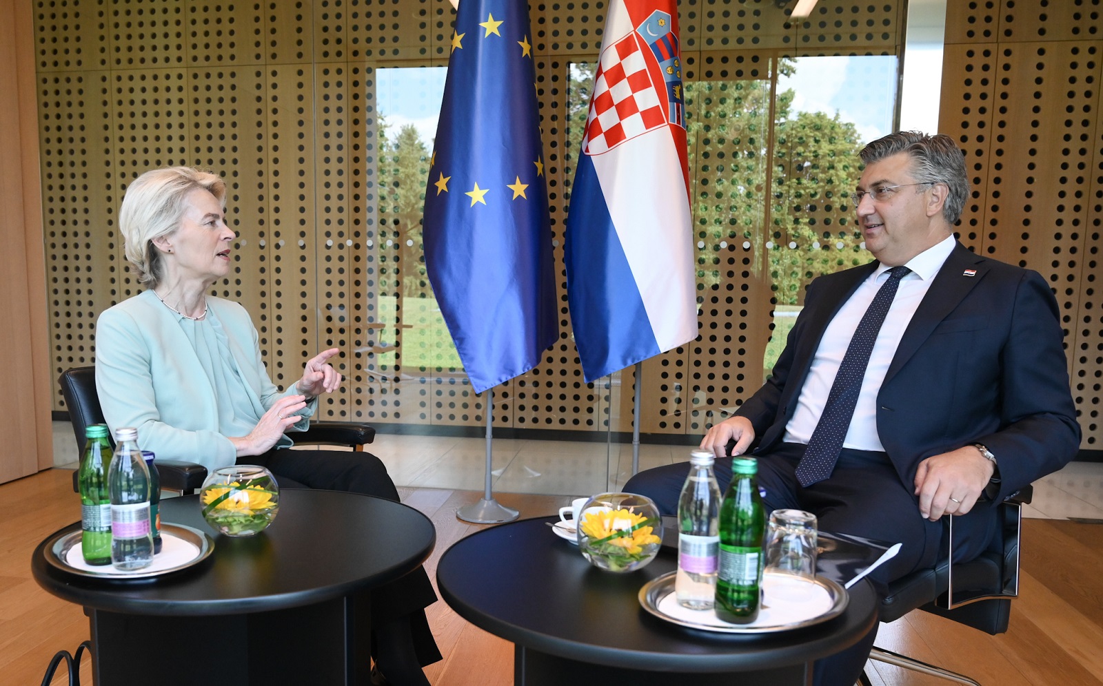 Bled, 02.09.2024. - Premijer Andrej Plenković sudjeluje na bledskom strateškom forumu. Na fotografiji Ursula von der Leyen, Andrej Plenković. foto HINA/ Vlada RH/ Damir GALIĆ/ ml