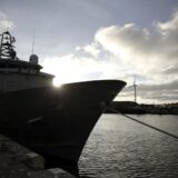 epa11582559 A rescue boat is docked in the port of Boulogne-sur-Mer, northern France, 03 September 2024. Rescue teams were deployed to Boulogne-sur-Mer on 03 September after at least 12 people died, two were declared missing and several were injured as a migrant boat capsized in the English Channel, off the Gris-Nez cape, near the town of Boulogne-sur-Mer, French Interior Minister Gerald Darmanin said. He added that more than 50 people were rescued by emergency services.  EPA/MOHAMMED BADRA