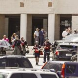 epa11585046 Police officers on the scene of a reported shooting at Apalachee High School in Winder, Georgia, USA, 04 September 2024. The Georgia Bureau of Investigation (GBI) announced on social media platform X, formerly Twitter, that the law enforcement personnel responded with other first responders to a shooting at the school and one suspect was in custody.  EPA/ERIK S. LESSER