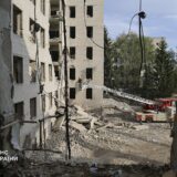 epa11586362 A handout photo released by the press service of the State Emergency Service (SES) of Ukraine shows Ukrainian rescuers working at the site of a rocket strike in Poltava, central Ukraine, 05 September 2024, amid the Russian invasion. As a result of a Russian rocket attack on 03 September 2024, the six-story building of the educational building was partially destroyed, three apartment buildings, five private houses and an office building were damaged. The death toll from a Russian strike on an educational institution in Poltava rose to at least 54 dead and 297 injured, SES said. Ukrainian rescuers continued to work at the site of the attack, where five more people are feared to be trapped under the rubble. Russian troops entered Ukrainian territory on 24 February 2022, starting a conflict that has provoked destruction and a humanitarian crisis.  EPA/STATE EMERGENCY SERVICE OF UKRAINE HANDOUT -- BEST QUALITY AVAILABLE -- MANDATORY CREDIT: STATE EMERGENCY SERVICE OF UKRAINE -- HANDOUT EDITORIAL USE ONLY/NO SALES