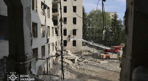 epa11586362 A handout photo released by the press service of the State Emergency Service (SES) of Ukraine shows Ukrainian rescuers working at the site of a rocket strike in Poltava, central Ukraine, 05 September 2024, amid the Russian invasion. As a result of a Russian rocket attack on 03 September 2024, the six-story building of the educational building was partially destroyed, three apartment buildings, five private houses and an office building were damaged. The death toll from a Russian strike on an educational institution in Poltava rose to at least 54 dead and 297 injured, SES said. Ukrainian rescuers continued to work at the site of the attack, where five more people are feared to be trapped under the rubble. Russian troops entered Ukrainian territory on 24 February 2022, starting a conflict that has provoked destruction and a humanitarian crisis.  EPA/STATE EMERGENCY SERVICE OF UKRAINE HANDOUT -- BEST QUALITY AVAILABLE -- MANDATORY CREDIT: STATE EMERGENCY SERVICE OF UKRAINE -- HANDOUT EDITORIAL USE ONLY/NO SALES