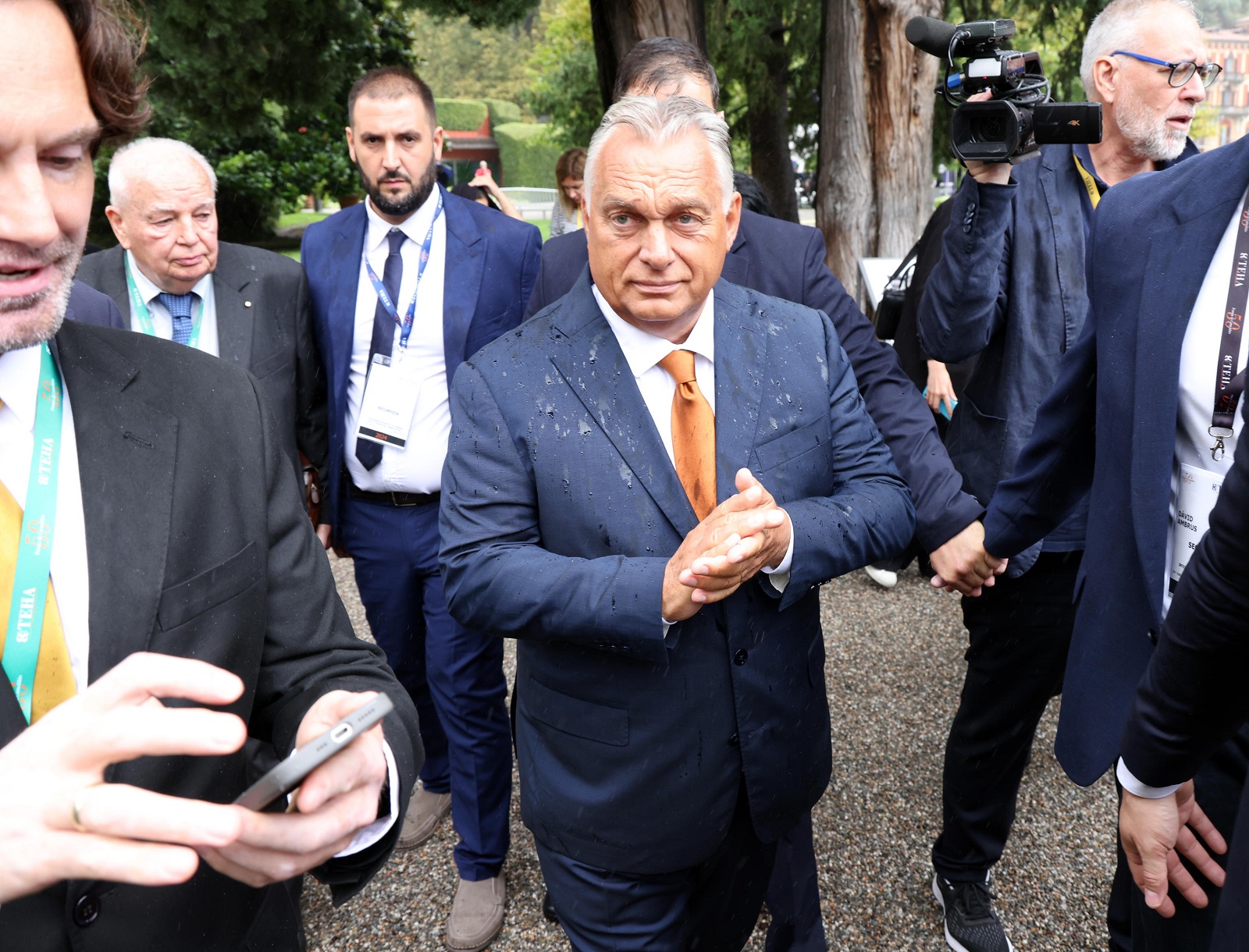 epa11588955 Hungarian Prime Minister Viktor Orban arrives to attend the first day of the 50th Ambrosetti Forum in Cernobbio, northern Italy, 06 September 2024. The international economic conference runs under the theme 'Intelligence on the World, Europe, and Italy' from 06 to 08 September 2024. The annual forum sees the participation of heads of state and government, EU institutions representatives, ministers, Nobel prize winners and businessmen from around the world to discuss current issues that have a major impact on the global economy and society.  EPA/MATTEO BAZZI