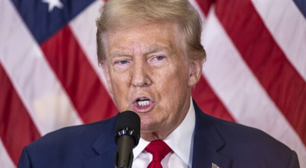 epa11590090 Former US president Donald J. Trump speaks during a press conference in the lobby of Trump Tower in New York, New York, USA, 06 September 2024. Trump discussed a hearing he attended earlier in the morning to appeal the recent 5 million USD jury verdict against Trump that found him liable of sexually abusing writer E. Jean Carroll.  EPA/JUSTIN LANE