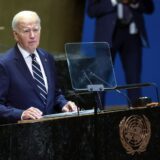 epa11622399 US President Joe Biden speaks during the General Debate of the 79th session of the United Nations General Assembly at United Nations Headquarters in New York, New York, USA, 24 September 2024. The annual high-level General Debate gathers world leaders from 24 to 28 September, and 30 September under the theme, 'Leaving no one behind: acting together for the advancement of peace, sustainable development and human dignity for present and future generations'.  EPA/SARAH YENESEL