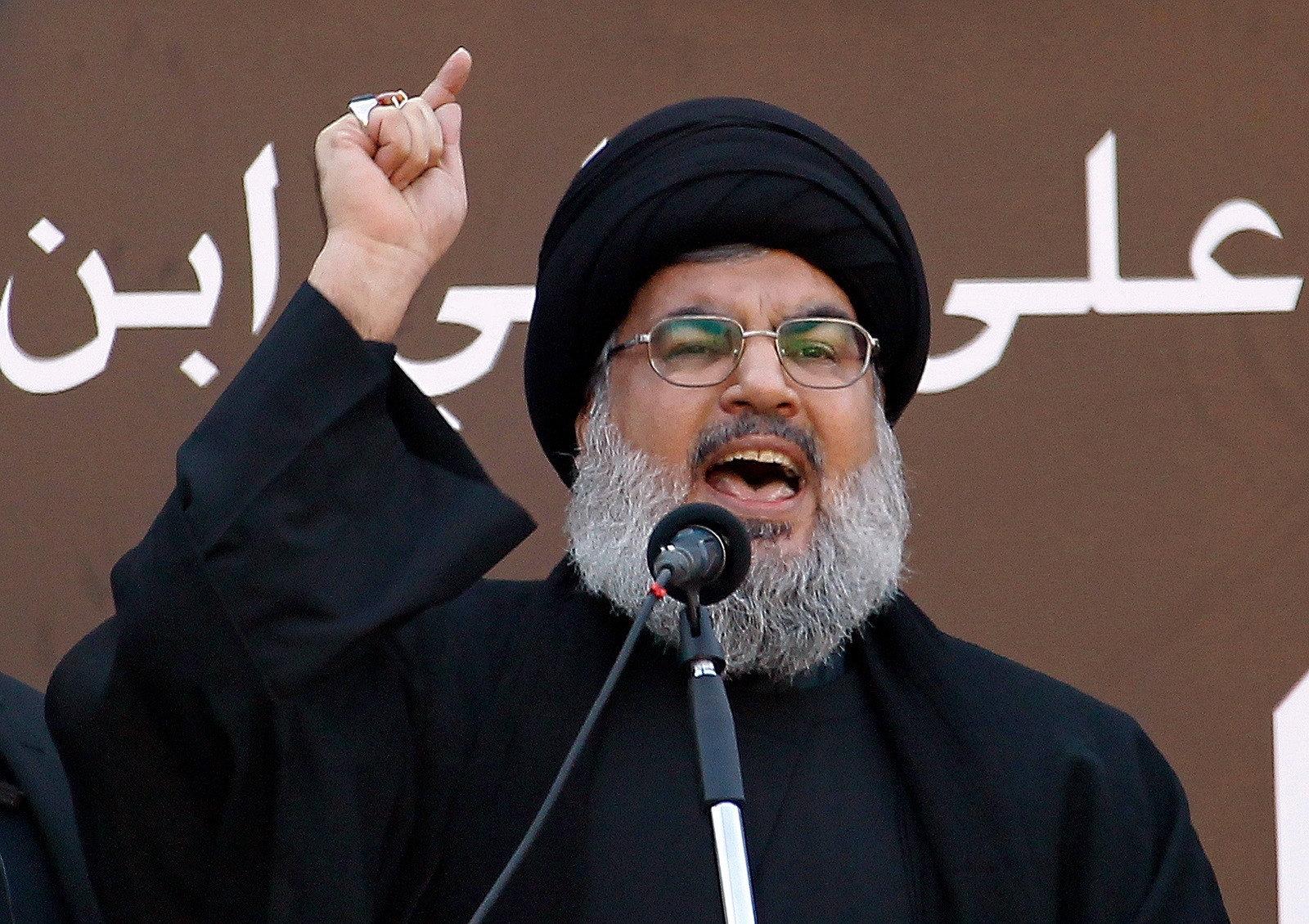 epa11629823 (FILE) - Hezbollah Secretary General Sayyed Hassan Nasrallah speaks to supporters during Ashura day in southern Beirut, Lebanon, 14 November 2013 (reissued 27 September 2024). The Israeli army (Tsahal) said on 28 September 2024 on X (formerly Twitter) that Hezbollah leader Hassan Nasrallah was killed in an overnight strike on Beirut, but there was no confirmation from the Lebanese armed group.  EPA/NABIL MOUNZER