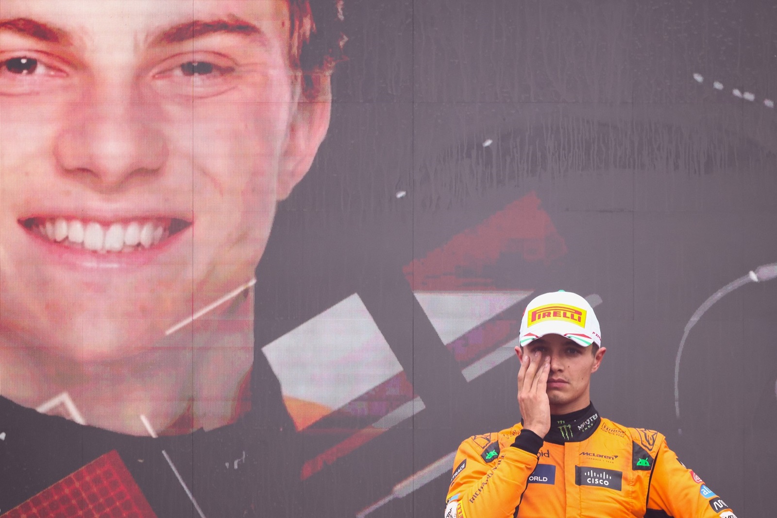 September 1, 2024, Monza, Italy: Lando Norris of McLaren is seen on the podium after the Italian Formula One Grand Prix at Autodromo Nazionale Monza circuit, in Monza on September 1st, 2024.,Image: 903999282, License: Rights-managed, Restrictions: , Model Release: no, Credit line: Beata Zawrzel / Zuma Press / Profimedia