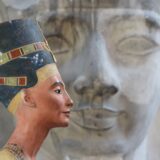 A replica of the bust of Nefertiti stands in front of a the replica of the a Sphinx head at the Replica Workshop of the National Museums of Berlin, in Berlin October 2, 2015. The workshop can produce up to 20 copies of the bust a year, and are sold for EUR 8.900 each. The original bust is on display at Berlin's Neues Museum.,Image: 260764071, License: Rights-managed, Restrictions: , Model Release: no, Credit line: JOHN MACDOUGALL / AFP / Profimedia