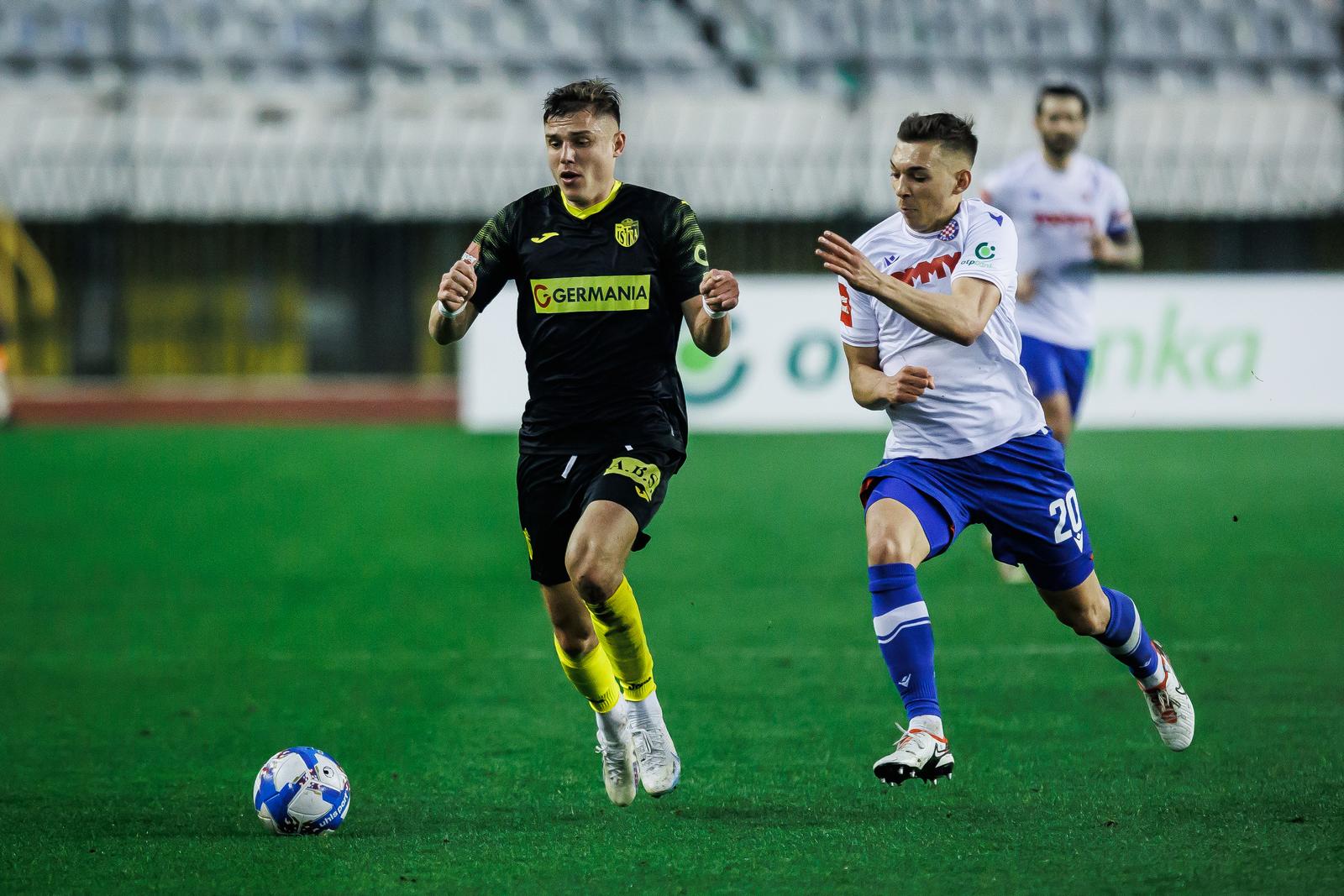 02.03.2024., stadion Poljud, Split - SuperSport HNL, 25. kolo, HNK Hajduk - NK Istra 1961. Oleksandr Petrusenko, Niko Sigur Photo: Zvonimir Barisin/PIXSELL