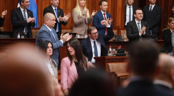 03, February, 2023, Belgrade - The plenary session on Kosovo and Metohija continued in the House of the National Assembly, attended by the President of Serbia, Aleksandar Vucic. Aleksandar Vucic. Photo: Milos Tesic/ATAImages

03, februar, 2023, Beograd - U Domu narodne skupstine je nastavljena plenarna sednica o Kosovu i Metohiji kojoj prisustvuje i predsednik Srbije Aleksandar Vucic.  Photo: M.M./ATAImages/PIXSELL