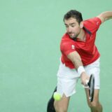 03.02.2024., Varazdin - Davis Cup susret Hrvatske i Belgije, mec Marin Cilic - Zizou Bergs. Photo: Sanjin Strukic/PIXSELL