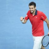 03.02.2024., Varazdin - Davis Cup susret Hrvatske i Belgije, mec Marin Cilic - Zizou Bergs. Photo: Sanjin Strukic/PIXSELL