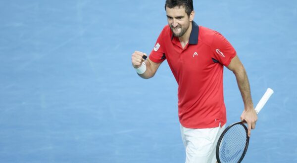 03.02.2024., Varazdin - Davis Cup susret Hrvatske i Belgije, mec Marin Cilic - Zizou Bergs. Photo: Sanjin Strukic/PIXSELL