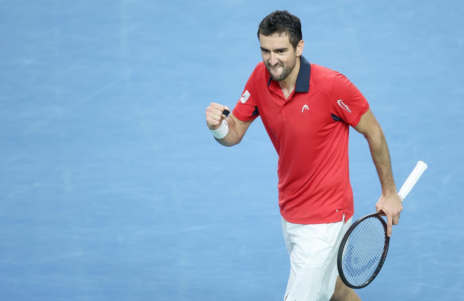 03.02.2024., Varazdin - Davis Cup susret Hrvatske i Belgije, mec Marin Cilic - Zizou Bergs. Photo: Sanjin Strukic/PIXSELL