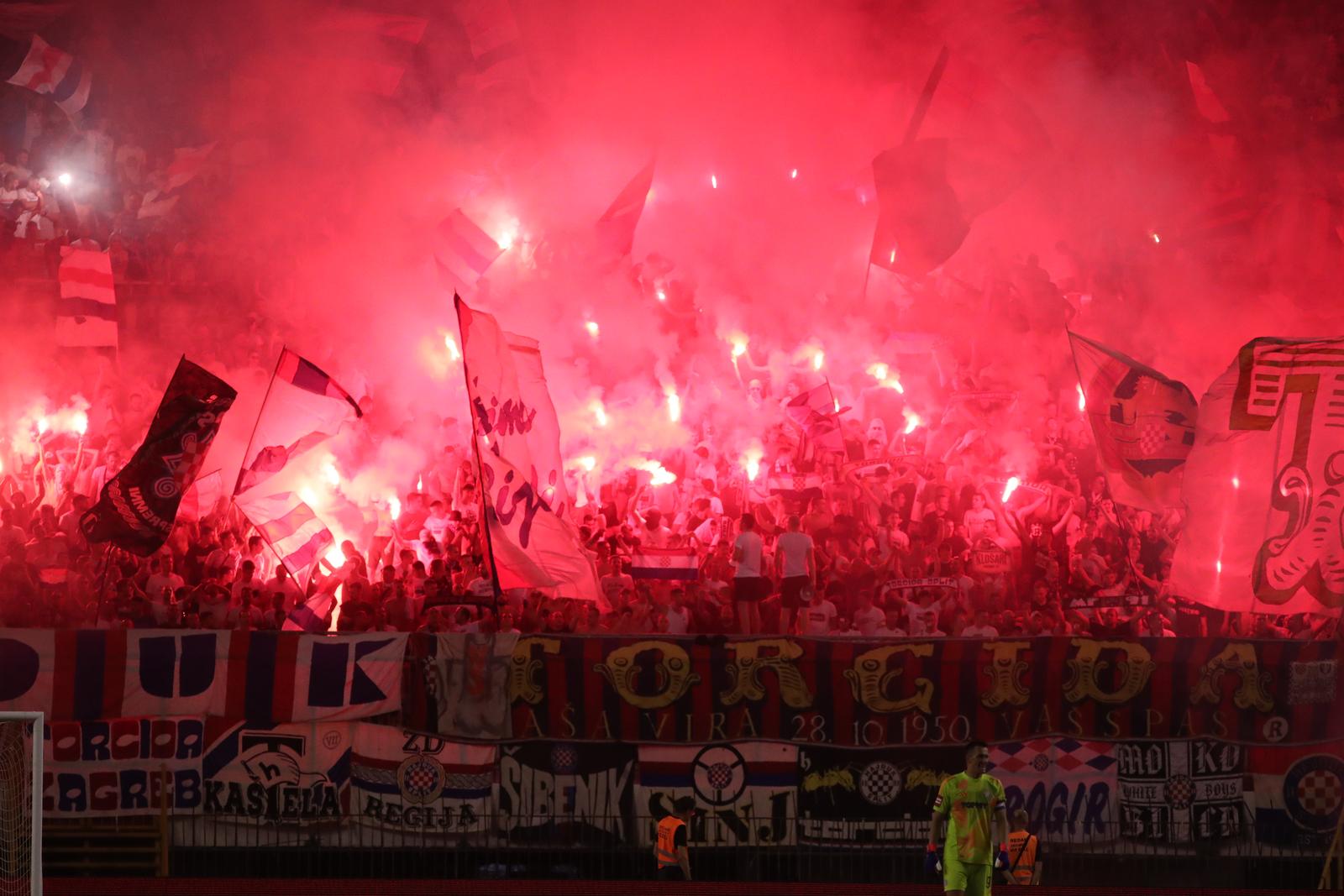 04.08.2024., stadion Poljud, Split - SuperSport HNL, 01. kolo, HNK Hajduk - NK Slaven Belupo. Navijaci Hajduka, Torcida Photo: Sime Zelic/PIXSELL