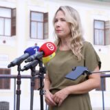 04.09.2024., Zagreb - Na konferenciji za medije odrzanoj na Trgu svetog Marka zastupnica Marija Selak Raspudic govorila je o temi 