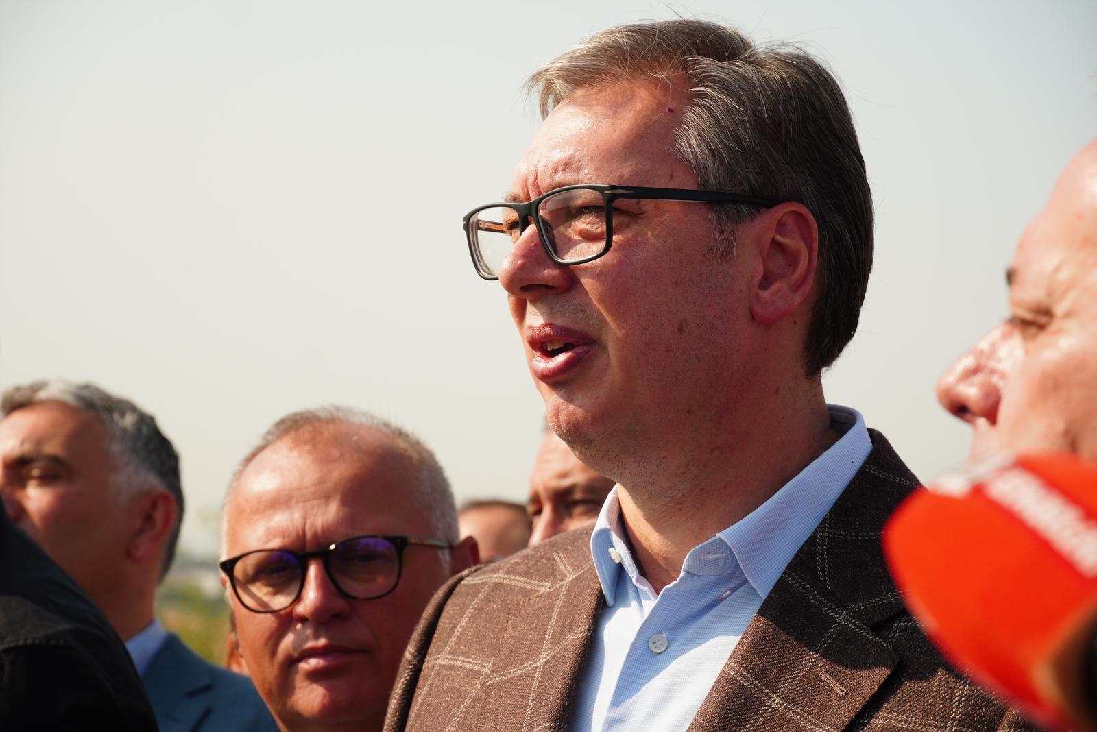 05, September, 2024, Sabac - The President of the Republic of Serbia, Aleksandar Vucic, visited the works on the Sabac - Loznica expressway in Sabac. Aleksandar Vucic. Photo: M.M./ATAImages

05, septembar, 2024, Sabac - Predsednik Republike Srbije Aleksandar Vucic obisao je u Sabcu radove na brzoj saobracajnici Sabac - Loznica. Photo: M.M./ATAImages Photo: M.M./ATAImages/PIXSELL