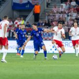 08.09.2024., Opus Arena, Osijek - UEFA Liga nacija, Liga A, skupina 1, 2. kolo, Hrvatska - Poljska. Jan Bednarek, Igor Matanovic, Josip Sutalo, Sebastian Walukiewicz. Photo: Borna jaksic/PIXSELL