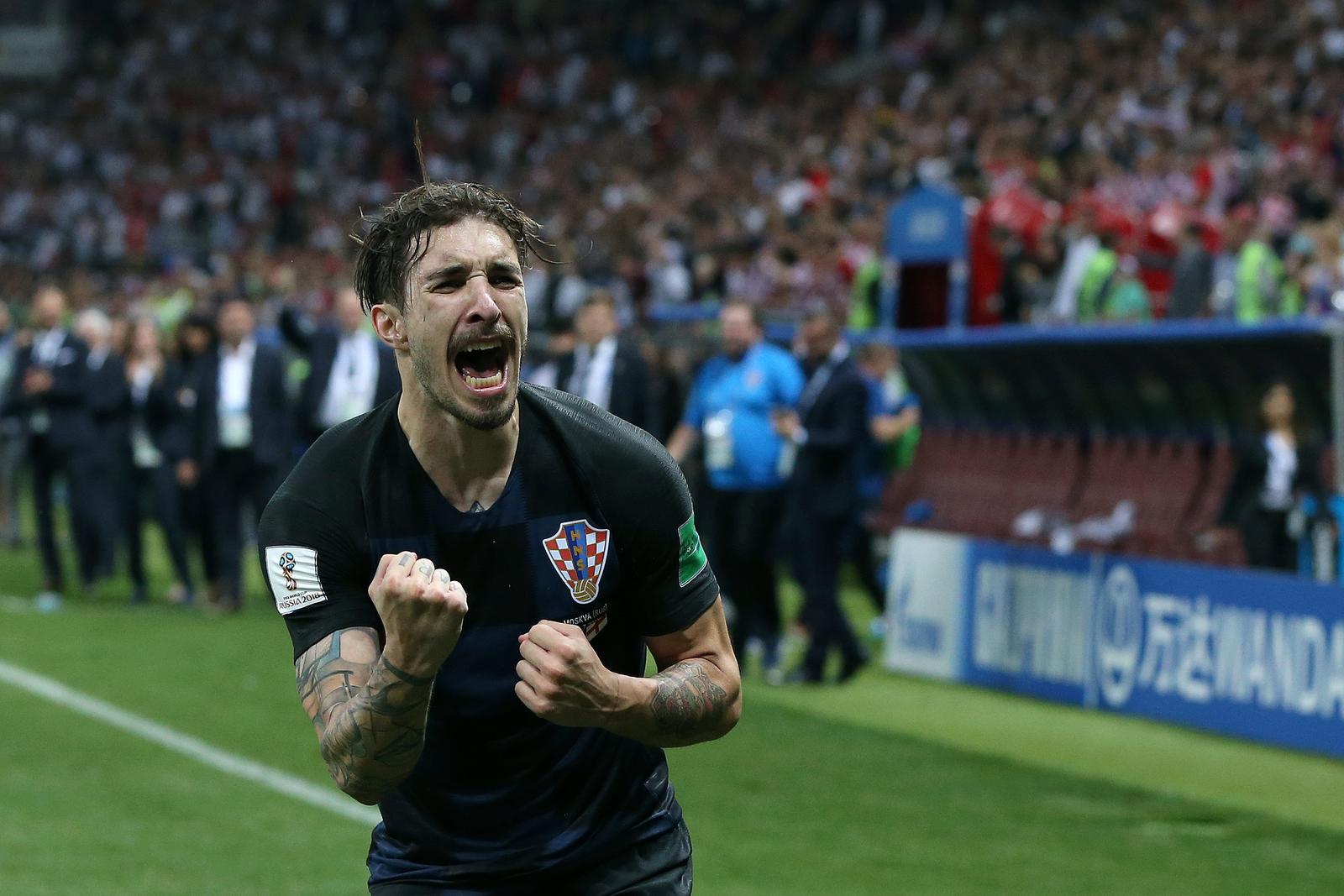 11.07.2018., stadion Luznjiki, Moskva, Rusija - Svjetsko nogometno prvenstvo 2018., polufinale, Hrvatska - Engleska. Hrvatska rezultatom 2:1 poslala Engleze kuci, u finalu ih ceka Francuska. Sime Vrsaljko. Photo: Igor Kralj/PIXSELL