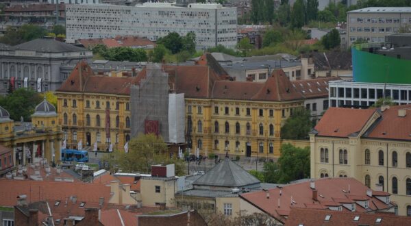 14.04.2016., Zagreb - Pogled s vidikovca Zagreb Eye na zgradu Muzeja za umjetnost i obrt. "nPhoto: Marko Lukunic/PIXSELL