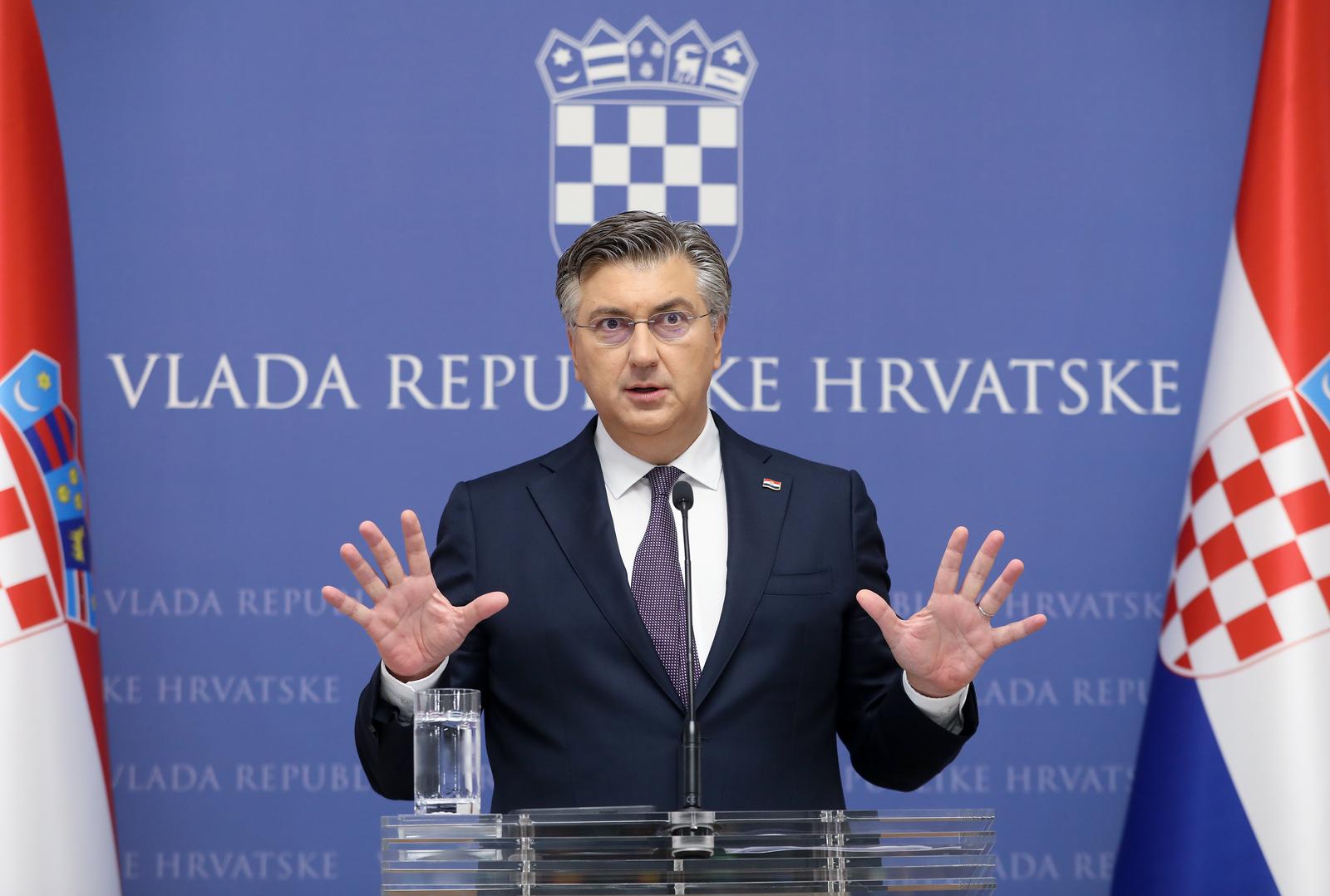 14.09.2024., Zagreb - Predsjednik Vlade RH Andrej Plenkovic odrzao je konferenciju za medije na temu najnovijeg izvjessca agencije za dodjelu kreditnog rejtinga Standard & Poor's. Photo: Robert Anic/PIXSELL