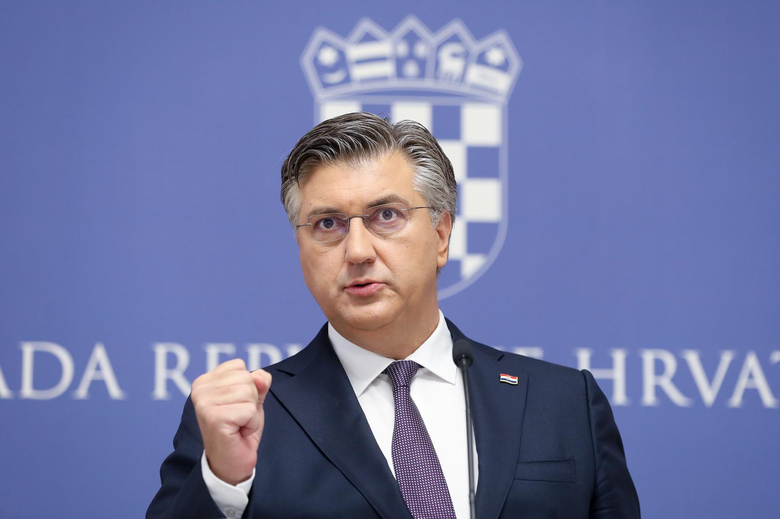 14.09.2024., Zagreb - Predsjednik Vlade RH Andrej Plenkovic odrzao je konferenciju za medije na temu najnovijeg izvjessca agencije za dodjelu kreditnog rejtinga Standard & Poor's. Photo: Robert Anic/PIXSELL