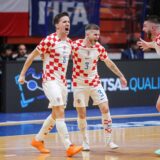 16.04.2024., KC Drazen Petrovic, Zagreb - Druga utakmica dodatnih kvalifikacija za plasman na Svjetsko prvenstvo u futsalu, Hrvatska - Poljska. Antonio Sekulic, Dario Marinovic, Duje Kustura Photo: Luka Stanzl/PIXSELL