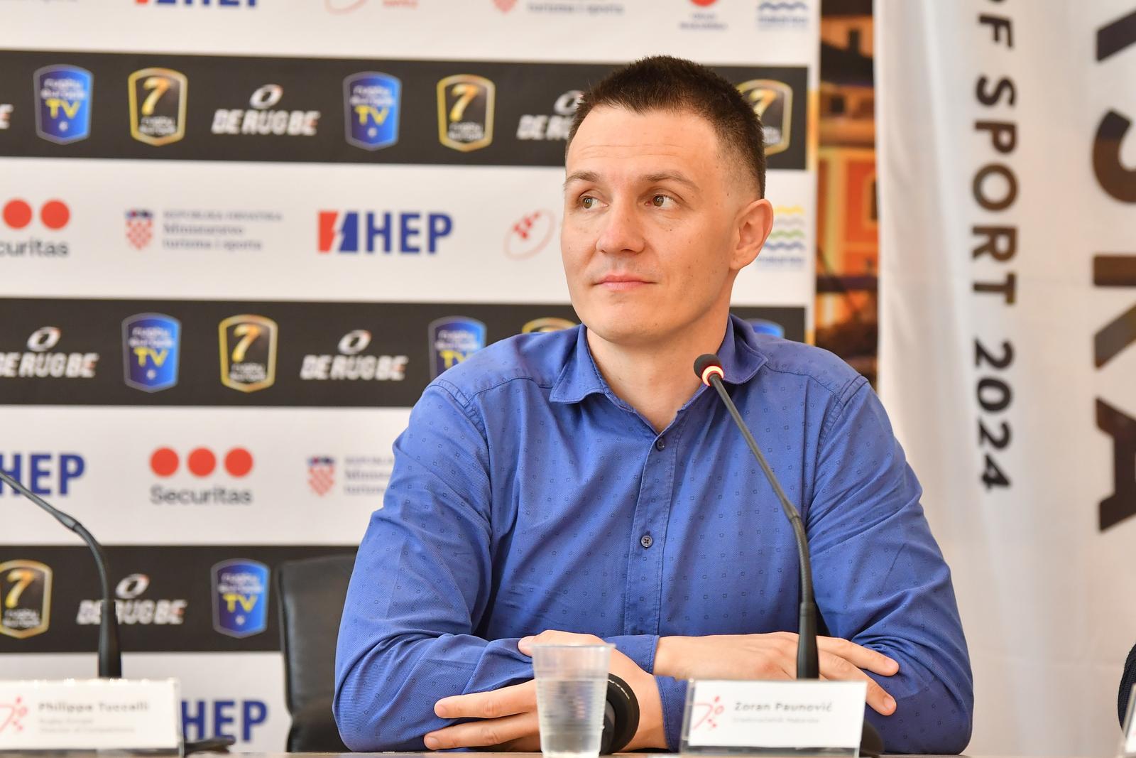 23.04.2024., Makarska - U Gradskoj vijecnici odrzana je konferencija za medije uoci Europskog prvenstva u ragbiju 7 Championship divizije, koje ce se odrzati od 7. do 9. lipnja. gradonacelnik Makarske Zoran Paunovic Photo: Matko Begovic/PIXSELL