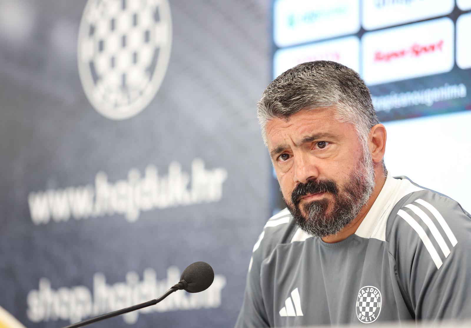 30.08.2024.,Split-Konferencija za medije Hajduka uoci utakmice s Osijekom. Na pitanja odgovara trener Gennaro Gattuso. Photo: Ivana Ivanovic/PIXSELL