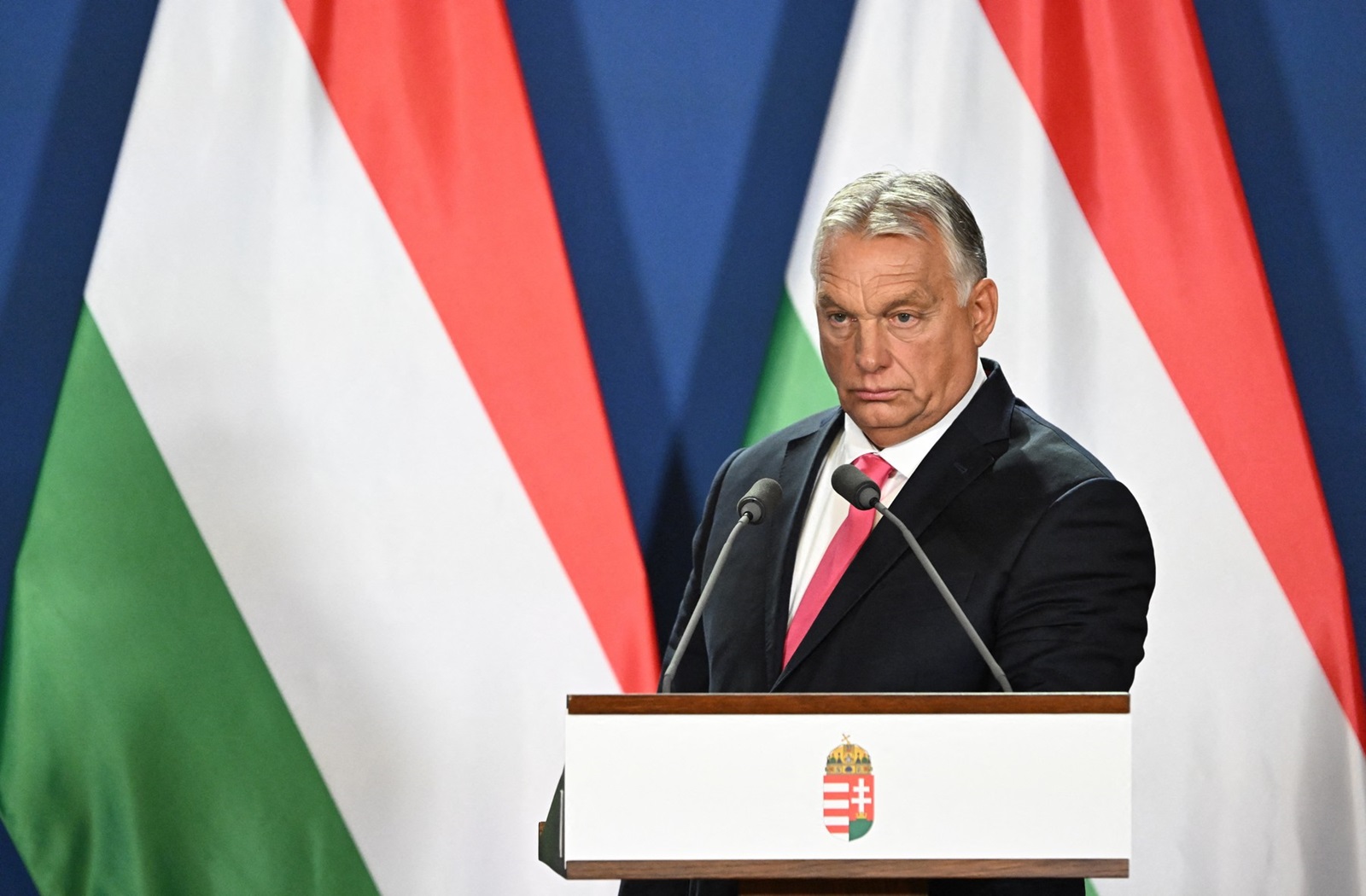 Hungarian Prime Minister Viktor Orban holds a joint conference with Luxembourg's Prime Minister at the Carmelite Monastery, the Prime Minister's office in Budapest, on September 12, 2024.,Image: 906942087, License: Rights-managed, Restrictions: , Model Release: no, Credit line: Attila KISBENEDEK / AFP / Profimedia