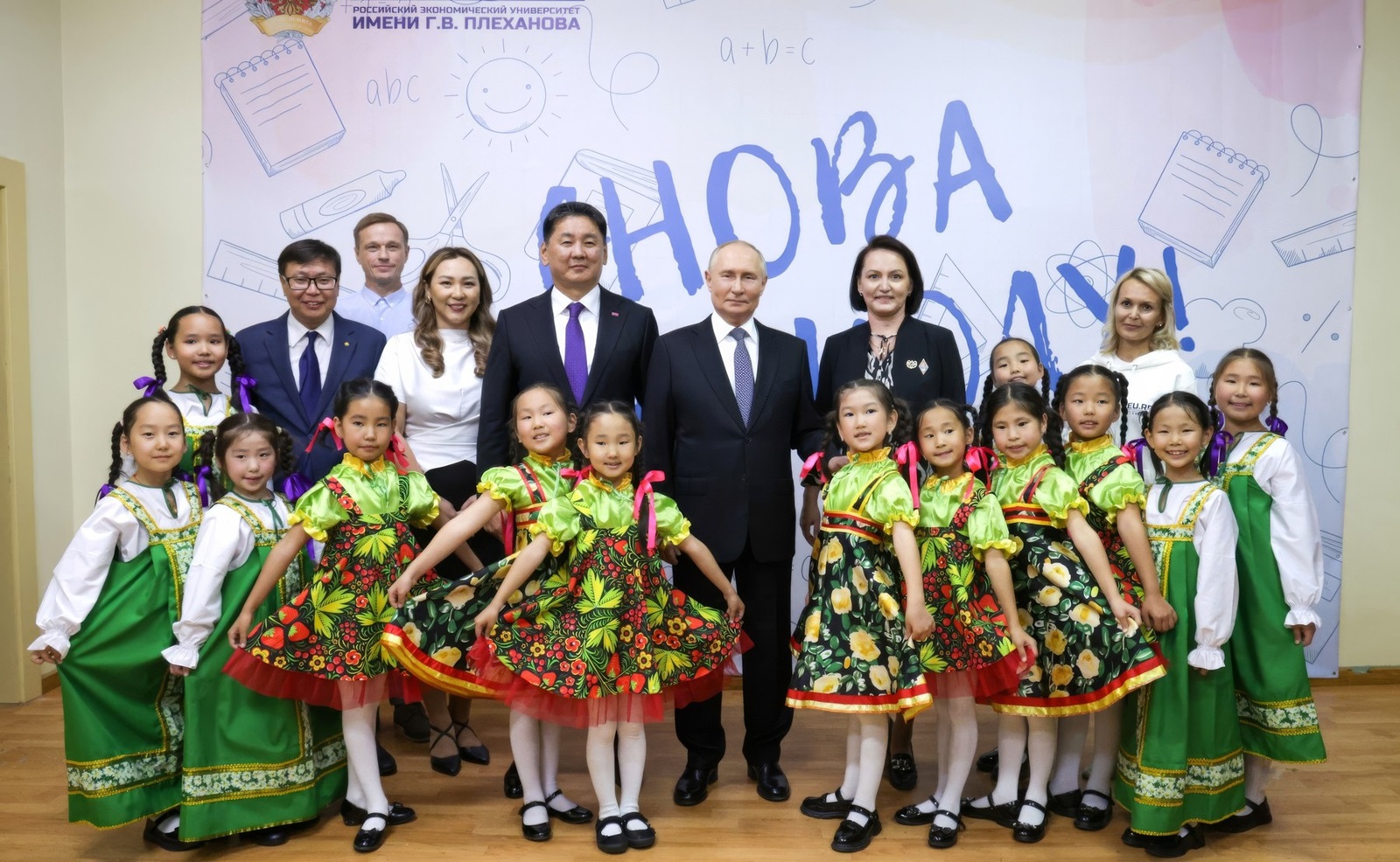 September 3, 2024, Ulaanbaatar, Mongolia: Russian President Vladimir Putin, center, and Mongolian President Ukhnaagiin Khurelsukh, center left, pose with young dancers during a visit to the Plekhanov Russian University of Economics, September 3, 2024 in Ulaanbaatar, Mongolia.,Image: 904457421, License: Rights-managed, Restrictions: ***
HANDOUT image or SOCIAL MEDIA IMAGE or FILMSTILL for EDITORIAL USE ONLY! * Please note: Fees charged by Profimedia are for the Profimedia's services only, and do not, nor are they intended to, convey to the user any ownership of Copyright or License in the material. Profimedia does not claim any ownership including but not limited to Copyright or License in the attached material. By publishing this material you (the user) expressly agree to indemnify and to hold Profimedia and its directors, shareholders and employees harmless from any loss, claims, damages, demands, expenses (including legal fees), or any causes of action or allegation against Profimedia arising out of or connected in any way with publication of the material. Profimedia does not claim any copyright or license in the attached materials. Any downloading fees charged by Profimedia are for Profimedia's services only. * Handling Fee Only 
***, Model Release: no, Credit line: Vyacheslav Prokofyev/Kremlin Poo / Zuma Press / Profimedia