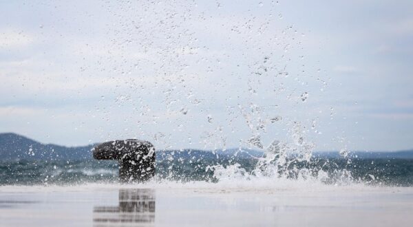 23.04.2024., Zadar - Turisti u razgledavanju grada iako je promjenjivo i vjetrovito vrijeme. Photo: Sime Zelic/PIXSELL