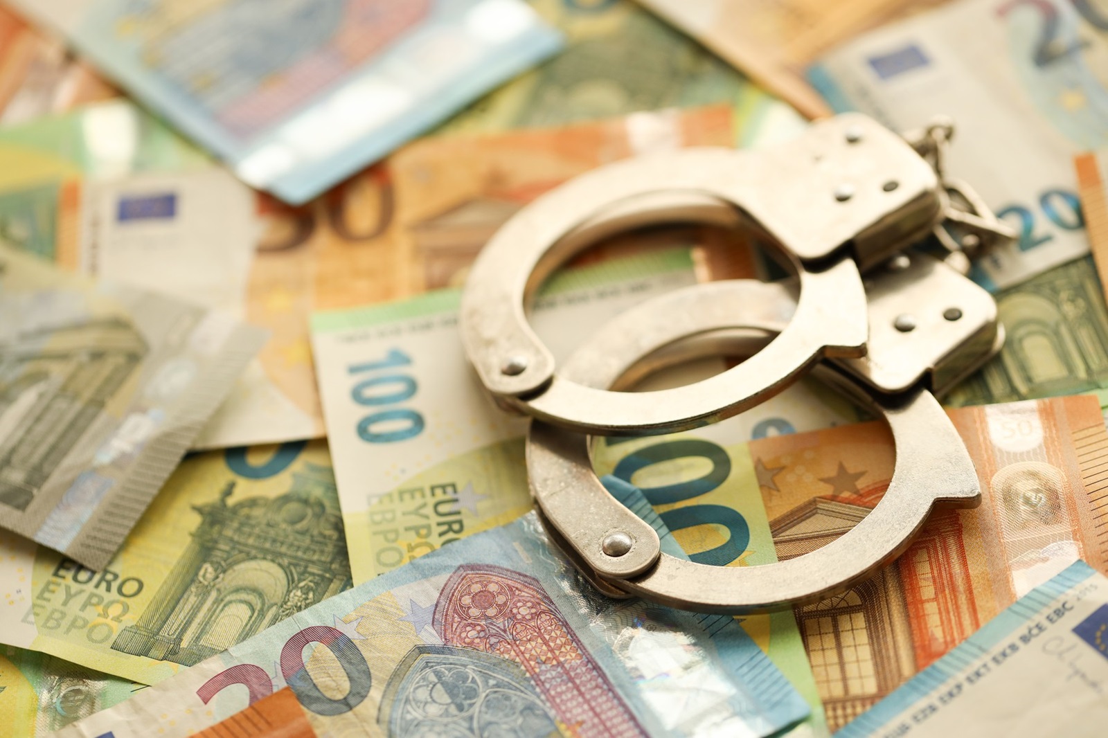 Many European euro money bills and handcuffs. Lot of banknotes of European union currency and cuffs close up,Image: 883489574, License: Royalty-free, Restrictions: , Model Release: no, Credit line: Mykhailo Polenok / Panthermedia / Profimedia