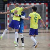 12, April, 2019, Belgrade - International friendly game futsal "A" national teams Serbia and Brasil held in Stark arena. Squad of Brasil celebrating. Photo: Stefan Tomasevic/ATAImages

12, april, 2019, Beograd - Prijateljska medjunarodna futsal utakmica izmedju Srbije i Brazila odigrana u Stark areni.. Foto: Stefan Tomasevic/ATAImages,Image: 426081970, License: Rights-managed, Restrictions: , Model Release: no, Credit line: Stefan Tomasevic / ATA Images / Profimedia