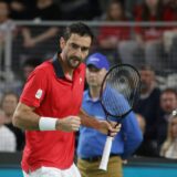 Croatia, Varazdin, 030224. Arena Varazdin. The first day of the Davis Cup qualifying match between Croatia and Belgium. The first match is played by Marin Cilic and Zizou Bergs, the second match is Duje Ajdukovic and Joris De Loore. In the photo: Marin Cilic. Photo: / CROPIX Copyright: xxZeljkoxHajdinjakx cilic_bergs5-030224,Image: 849930601, License: Rights-managed, Restrictions: , Model Release: no, Credit line: Zeljko Hajdinjak / imago sportfotodienst / Profimedia