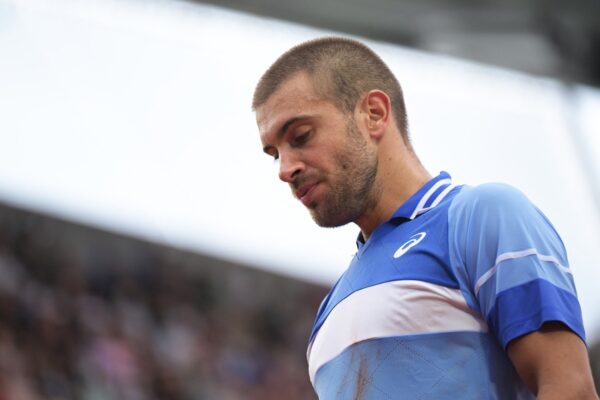 Croatia's Borna Coric reacts as he plays against France's Richard Gasquet during their men's singles match on day one of The French Open tennis tournament on Court Suzanne-Lenglen at The Roland Garros Complex in Paris on May 26, 2024.,Image: 876655320, License: Rights-managed, Restrictions: , Model Release: no, Credit line: Bertrand GUAY / AFP / Profimedia