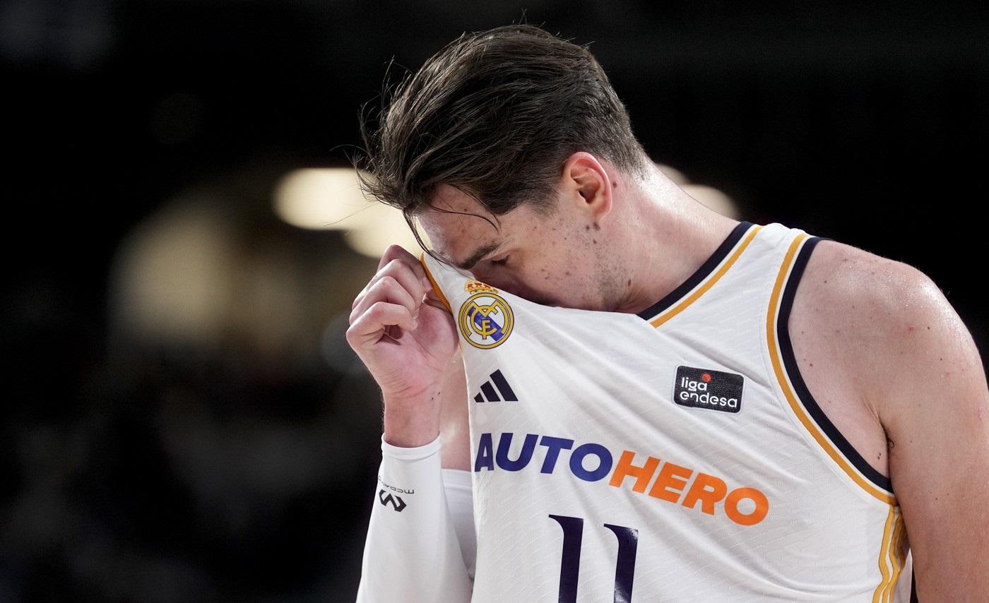 June 10, 2024, Madrid, Madrid, SPAIN: Mario Hezonja of Real Madrid gestures during the Spanish League, Liga ACB Endesa Final 2, basketball match played between Real Madrid and UCAM Murcia at Wizink Center pavilion on June 10, 2024, in Madrid, Spain.,Image: 880479351, License: Rights-managed, Restrictions: , Model Release: no, Credit line: Oscar J. Barroso / Zuma Press / Profimedia