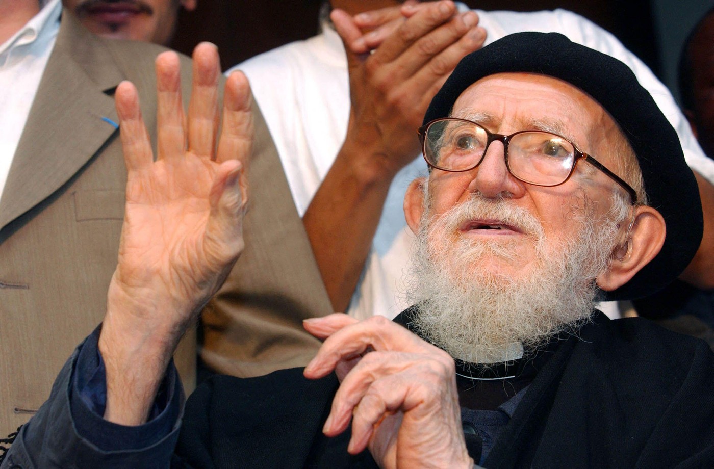 File photo dated October 3, 2002 shows Abbe Pierre celebrating his 90th birthday in Neuilly Plaisance near Paris, France. Legendary French priest and a life-long advocate of the homeless was accused of committing acts that would amount to sexual assault or sexual harassment, the international foundation he established said in a statement Wednesday. Abbe Pierre, who died in 2007, was one of Frances most beloved public figures. The founder of the international Emmaus Community for the poor, Abbe Pierre had served as Frances conscience since the 1950s, when he persuaded Parliament to pass a law, still on the books, forbidding landlords to evict tenants during winter. Photo by Giancarlo Gorassini/ABACAPRESS.COM,Image: 891347563, License: Rights-managed, Restrictions: Contributor country restriction: Worldwide, Worldwide, Worldwide, Worldwide, Worldwide, Worldwide, Worldwide.
Contributor usage restriction: Advertising and promotion, Consumer goods, Direct mail and brochures, Indoor display, Internal business usage, Commercial electronic, Personal use.
Contributor media restriction: {ABE439C3-41AC-4844-B46B-F0C4B2356D3B}, {ABE439C3-41AC-4844-B46B-F0C4B2356D3B}, {ABE439C3-41AC-4844-B46B-F0C4B2356D3B}, {ABE439C3-41AC-4844-B46B-F0C4B2356D3B}, {ABE439C3-41AC-4844-B46B-F0C4B2356D3B}, {ABE439C3-41AC-4844-B46B-F0C4B2356D3B}, {ABE439C3-41AC-4844-B46B-F0C4B2356D3B}., Model Release: no, Credit line: Abaca Press / Alamy / Alamy / Profimedia