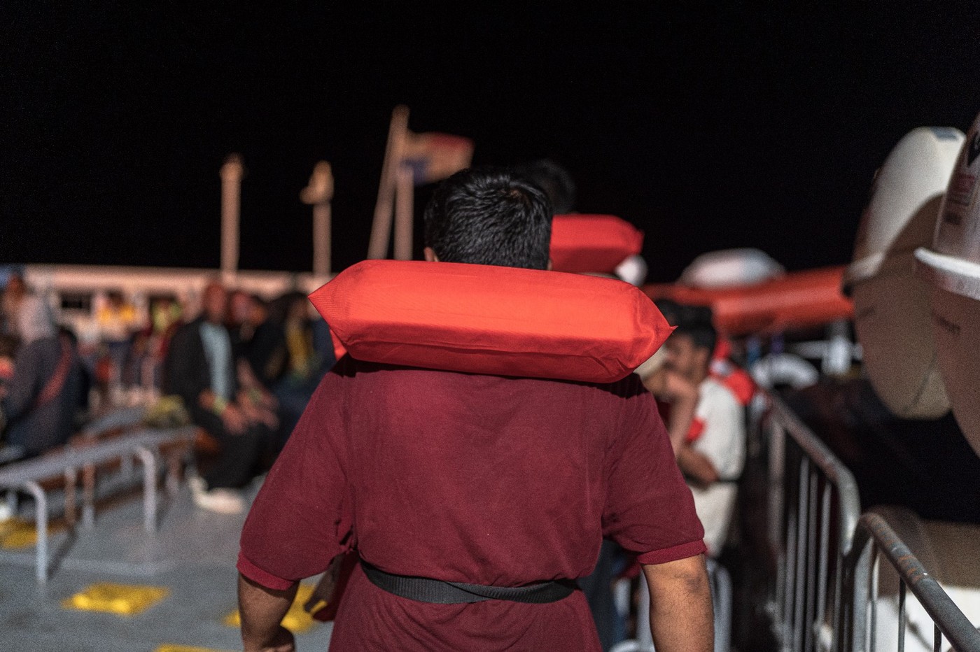 Mediterranean - PHOTO FROM: Life Support, the EMERGENCY ship, DURING THE NIGHT LIFE SUPPORT RESCUED ANOTHER 101 SHIPWRECKED, 88 PEOPLE WERE TRANSHIPPED OFF LAMPEDUSA IN AGREEMENT WITH THE ITALIAN AUTHORITIES - THE PORT ASSIGNED FOR THE DISMISSAL OF THE SHIPWRECKED IS RAVENNA, WHERE THE ARRIVAL IS EXPECTED FOR AUGUST 31 - STATEMENT BY ANABEL MONTES MIER, HEAD OF THE LIFE SUPPORT MISSION: "THE PORT OF DISMISSAL HAS CHANGED FROM ANCONA TO RAVENNA, A LONGER WAIT FOR PEOPLE WHO ARE ALREADY FRAGILE AND SUFFERED AND FOR US MORE DAYS AWAY FROM THE CENTRAL MEDITERRANEAN WHERE THERE IS A DRAMATIC NEED FOR SAR SHIPS" Editorial Usage Only,Image: 901879755, License: Rights-managed, Restrictions: No Italy., Model Release: no, Credit line: Fotogramma_Emergency / PA Images / Profimedia