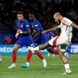 Italy's defender #03 Federico Dimarco kicks the ball and scores during the UEFA Nations League Group A2 football match between France and Italy at the Parc des Princes in Paris on September 6, 2024.,Image: 905358801, License: Rights-managed, Restrictions: , Model Release: no, Credit line: Franck FIFE / AFP / Profimedia