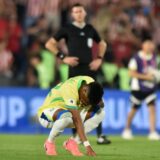 Brazil's forward Estevao reacts after losing the 2026 FIFA World Cup South American qualifiers football match between Paraguay and Brazil at the Defensores del Chaco stadium in Asuncion, on September 10, 2024.,Image: 906559267, License: Rights-managed, Restrictions: , Model Release: no, Credit line: JOSE BOGADO / AFP / Profimedia