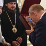 8763353 12.09.2024 Russian President Vladimir Putin and Patriarch Kirill of Moscow and all Russia visit the Annunciation Church of the Holy Trinity St. Alexander Nevsky Lavra Monastery in St. Petersburg, Russia.  / POOL,Image: 907038204, License: Rights-managed, Restrictions: Editors' note: THIS IMAGE IS PROVIDED BY RUSSIAN STATE-OWNED AGENCY SPUTNIK., Model Release: no, Credit line: Alexander Kazakov / Sputnik / Profimedia