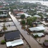 This grab taken from an aerial video on September 14, 2024 and handed out by the Romanian Inspectorate for Emergency Situations shows houses in a flooded landscape in Pechea, Galati county, Romania. Four people have died in Romania due to floods caused by torrential rains lashing central and eastern Europe, rescue services said.,Image: 907560302, License: Rights-managed, Restrictions: RESTRICTED TO EDITORIAL USE - MANDATORY CREDIT 