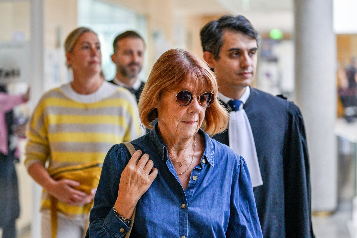 Gisele Pelicot, flanked by her lawyer Stephane Babonneau arrives to the courtroom on September 18, 2024 at the Avignon courthouse, south of France for the trial of her former partner Dominique Pelicot. On Tuesday Dominique Pelicot, the 71-year-old man accused of drugging his wife to sleep and recruiting dozens of men to abuse her for over 10 years, has admitted to all the charges against him in his first testimony since the trial opened on 2 September. Referring to the 50 co-defendants who are accused of raping his now ex-wife Gisèle, Mr Pelicot said: "I am a rapist like the others in this room." "They all knew, they cannot say the contrary," he said. Only 15 of the 50 defendants admit rape, with most saying they only took part in sexual acts.,Image: 909391886, License: Rights-managed, Restrictions: , Model Release: no, Credit line: Coust Laurent/ABACA / Abaca Press / Profimedia