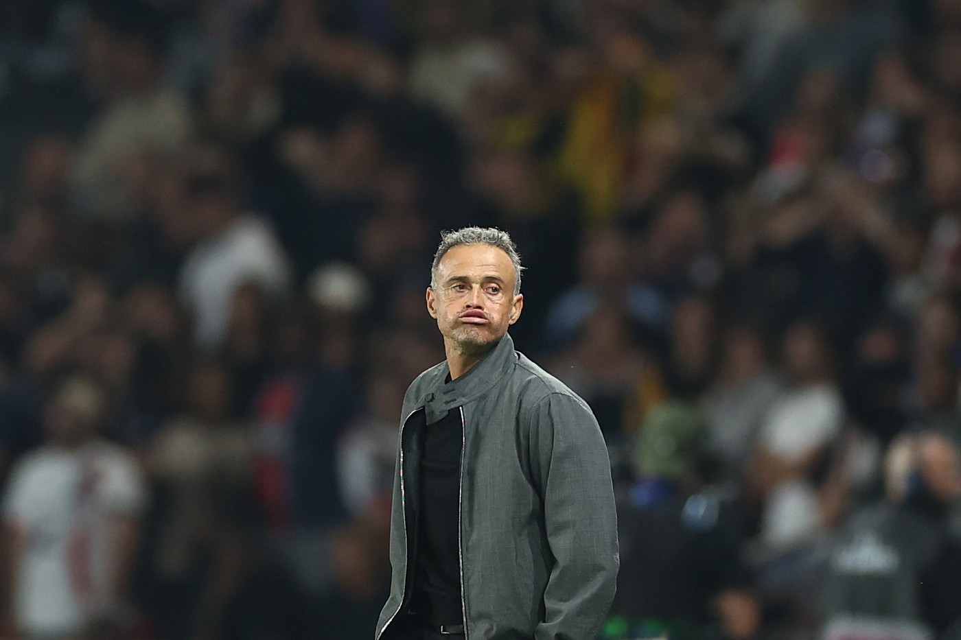 Paris Saint-Germain's Spanish coach Luis Enrique reacts in the techinal area during the UEFA Champions League 1st round day 1 football match between Paris Saint-Germain (PSG) and Girona FC at the Parc des Princes Stadium, in Paris, on September 18, 2024.,Image: 909583295, License: Rights-managed, Restrictions: , Model Release: no, Credit line: FRANCK FIFE / AFP / Profimedia