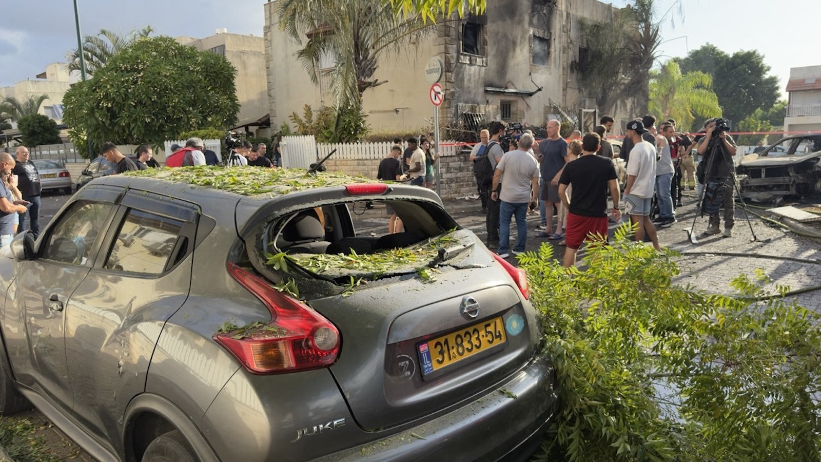 HAIFA, ISRAEL - SEPTEMBER 22: A view of damage at residential area in Kiryat Bialik, Israel after Lebanon fired rockets toward the northern Israeli cities of Haifa and Nazareth on September 22, 2024. The Israeli ambulance service says three people are wounded by shrapnel following a rocket attack near Haifa. Samir Abdalhade / Anadolu/ABACAPRESS.COM