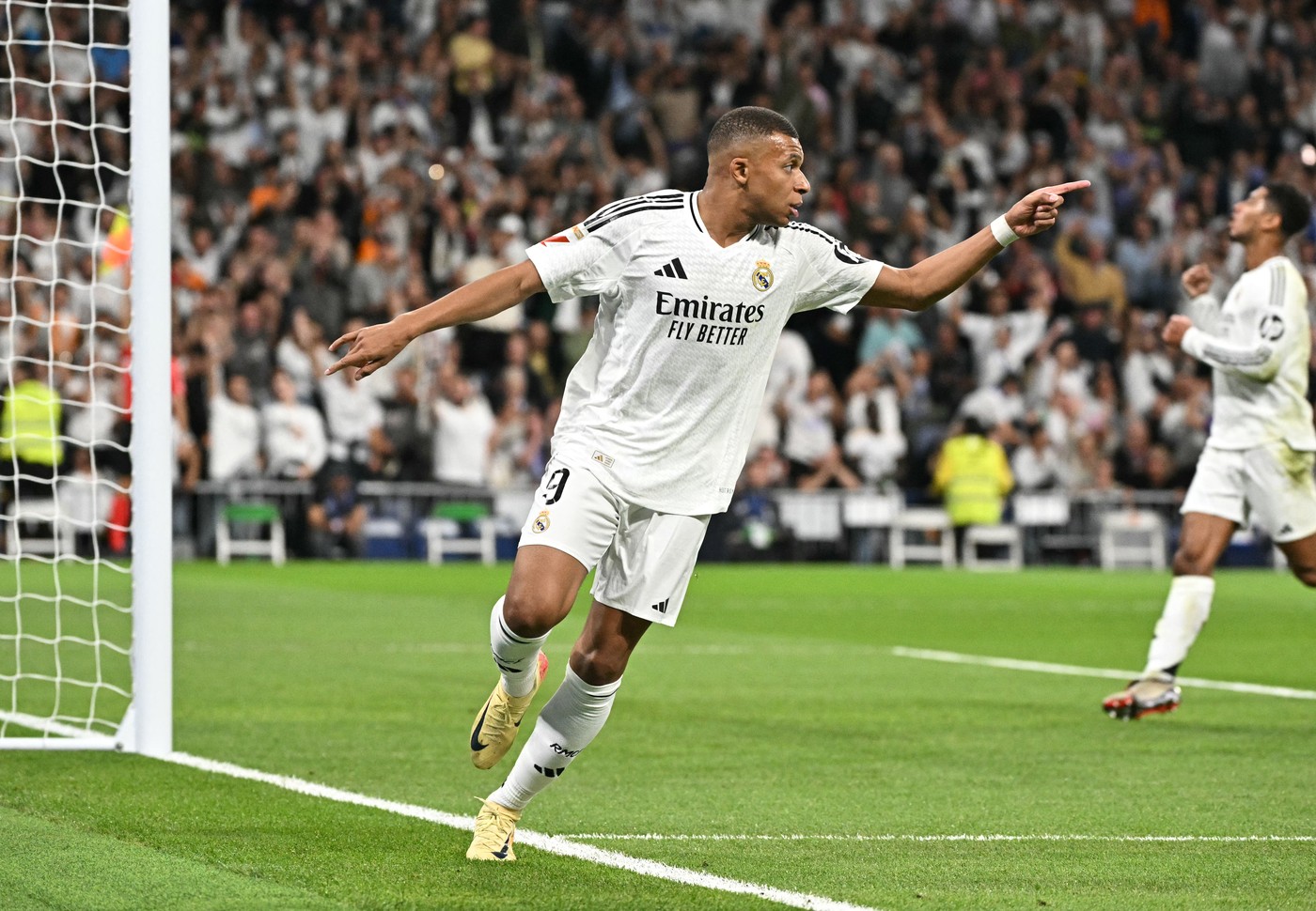 Real Madrid's French forward #09 Kylian Mbappe reacts during the Spanish league football match between Real Madrid CF and Deportivo Alaves at the Santiago Bernabeu stadium in Madrid on September 24, 2024.,Image: 911469231, License: Rights-managed, Restrictions: , Model Release: no, Credit line: JAVIER SORIANO / AFP / Profimedia